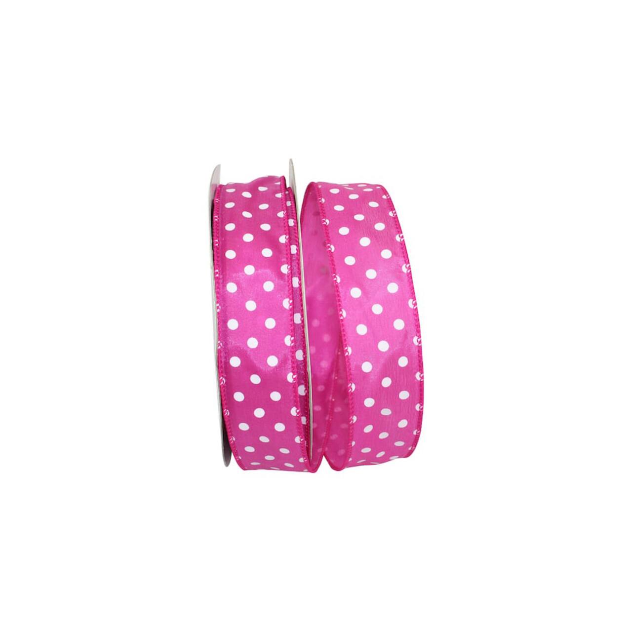 JAM Paper 1.5" x 50yd. Satin Striking Dots Wired Ribbon